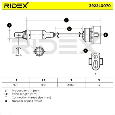 Sonda Lambda RIDEX 3922L0070 3922L0070 - foto 6
