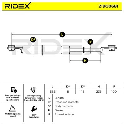 Amortyzator Pokrywy Bagażnika RIDEX 219G0681 219G0681 - foto 7