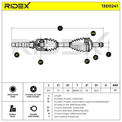 Półoś Napędowa RIDEX 13D0241 13D0241 - foto 7