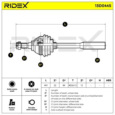 Półoś Napędowa RIDEX 13D0445 13D0445 - foto 6