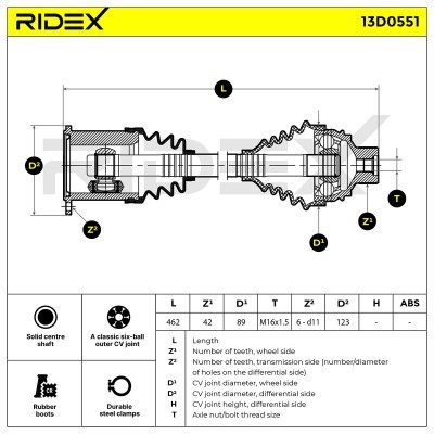 Półoś Napędowa RIDEX 13D0551 13D0551 - foto 7