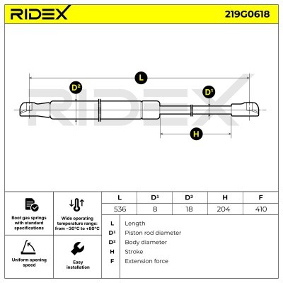 Amortyzator Pokrywy Bagażnika RIDEX 219G0618 219G0618 - foto 7