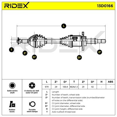 Półoś Napędowa RIDEX 13D0166 13D0166 - foto 3