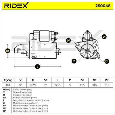 Rozrusznik RIDEX 2S0048 2S0048 - foto 6