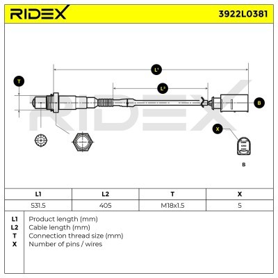 Sonda Lambda RIDEX 3922L0381 3922L0381 - foto 6