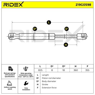 Amortyzator Pokrywy Bagażnika RIDEX 219G0598 219G0598 - foto 6