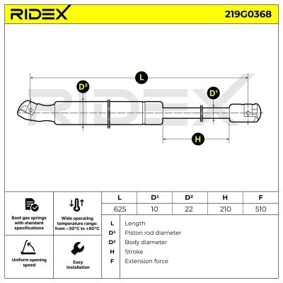 Amortyzator Pokrywy Bagażnika RIDEX 219G0368 219G0368 - foto 7