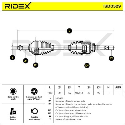 Półoś Napędowa RIDEX 13D0529 13D0529 - foto 6