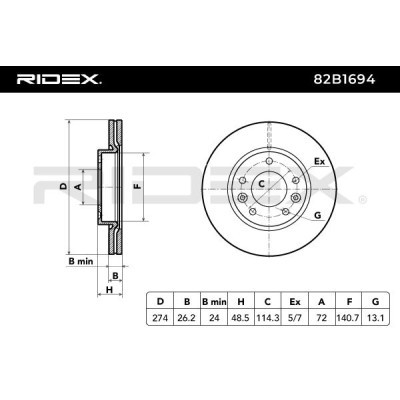 Tarcza hamulcowa RIDEX 82B1694 82B1694 - foto 7