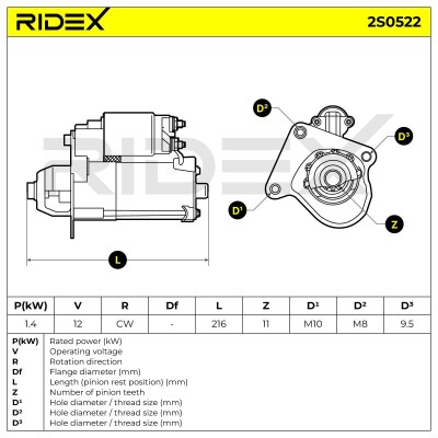 Rozrusznik RIDEX 2S0522 2S0522 - foto 8