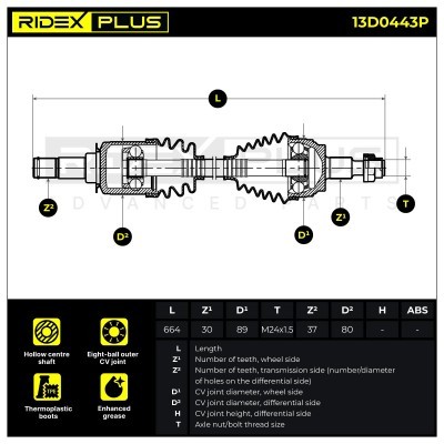 Półoś Napędowa RIDEX 13D0443P 13D0443P - foto 8