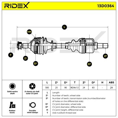 Półoś Napędowa RIDEX 13D0364 13D0364 - foto 5