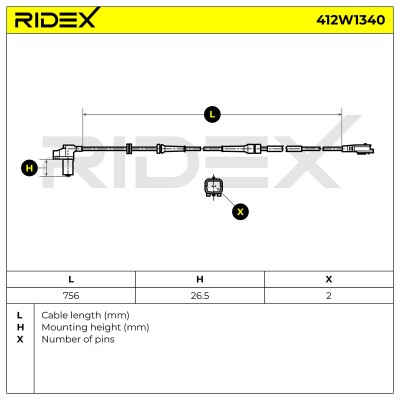 Czujnik ABS RIDEX 412W1340 412W1340 - foto 6