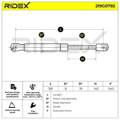 Amortyzator Pokrywy Bagażnika RIDEX 219G0792 219G0792 - foto 6