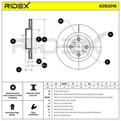 Tarcza hamulcowa RIDEX 82B2016 82B2016 - foto 5