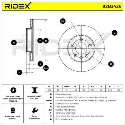 Tarcza hamulcowa RIDEX 82B2426 82B2426 - foto 6