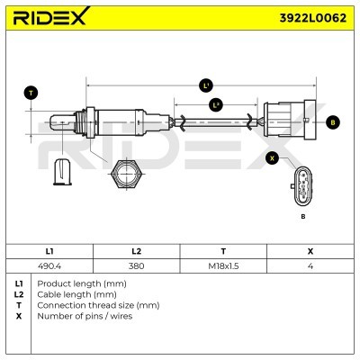 Sonda Lambda RIDEX 3922L0062 3922L0062 - foto 5