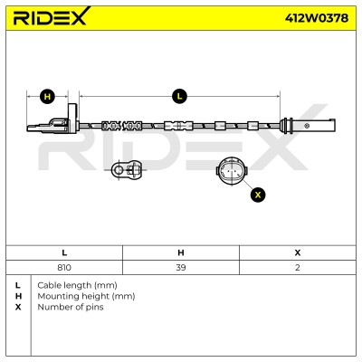 Czujnik ABS RIDEX 412W0378 412W0378 - foto 5