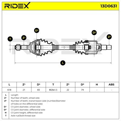 Półoś Napędowa RIDEX 13D0631 13D0631 - foto 7