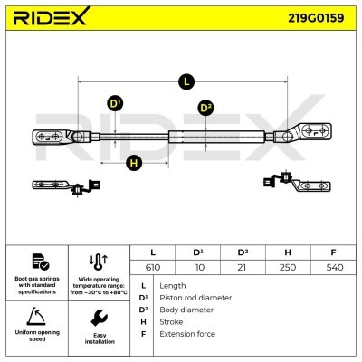 Amortyzator Pokrywy Bagażnika RIDEX 219G0159 219G0159 - foto 6