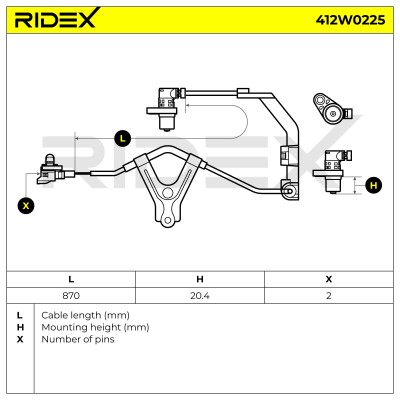 Czujnik ABS RIDEX 412W0225 412W0225 - foto 7