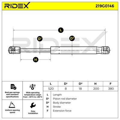 Amortyzator Pokrywy Bagażnika RIDEX 219G0146 219G0146 - foto 9