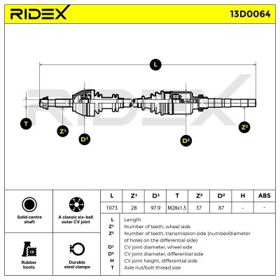 Półoś Napędowa RIDEX 13D0064 13D0064 - foto 6