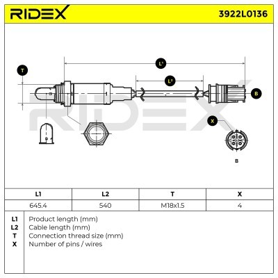 Sonda Lambda RIDEX 3922L0136 3922L0136 - foto 6