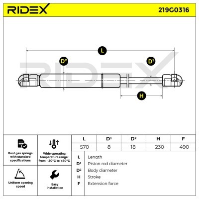 Amortyzator Pokrywy Bagażnika RIDEX 219G0316 219G0316 - foto 6