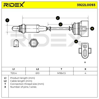 Sonda Lambda RIDEX 3922L0093 3922L0093 - foto 6