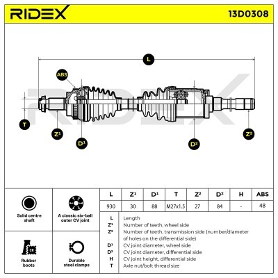 Półoś Napędowa RIDEX 13D0308 13D0308 - foto 6