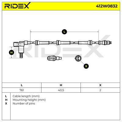 Czujnik ABS RIDEX 412W0832 412W0832 - foto 6