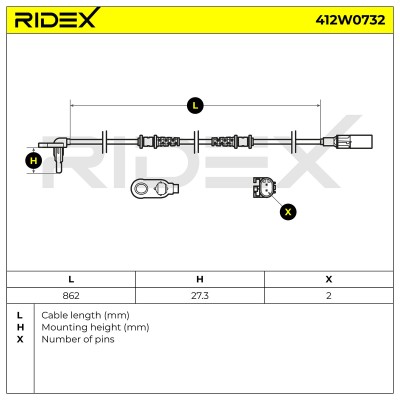 Czujnik ABS RIDEX 412W0732 412W0732 - foto 6