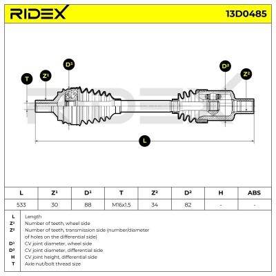 Półoś Napędowa RIDEX 13D0485 13D0485 - foto 7