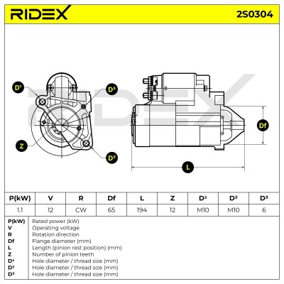 Rozrusznik RIDEX 2S0304 2S0304 - foto 6