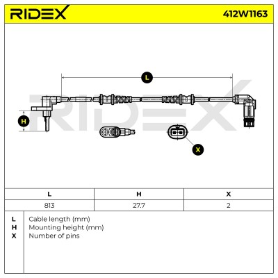 Czujnik ABS RIDEX 412W1163 412W1163 - foto 6