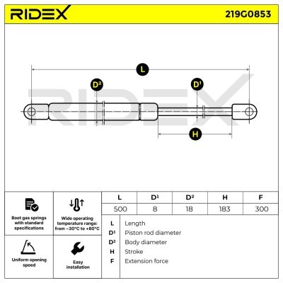 Amortyzator Pokrywy Bagażnika RIDEX 219G0853 219G0853 - foto 11