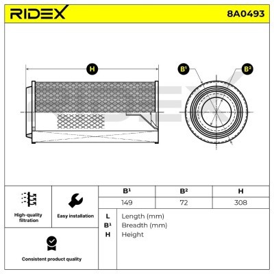 Filtr Powietrza RIDEX 8A0493 8A0493 - foto 6