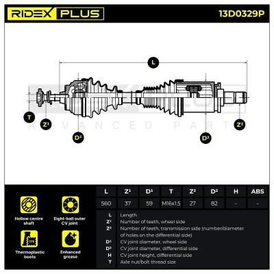 Półoś Napędowa RIDEX 13D0329P 13D0329P - foto 3