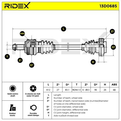 Półoś Napędowa RIDEX 13D0685 13D0685 - foto 8