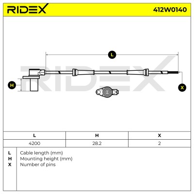 Czujnik ABS RIDEX 412W0140 412W0140 - foto 7