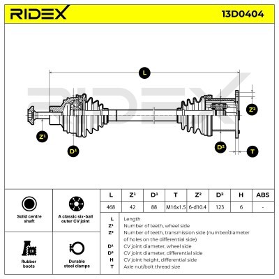 Półoś Napędowa RIDEX 13D0404 13D0404 - foto 5