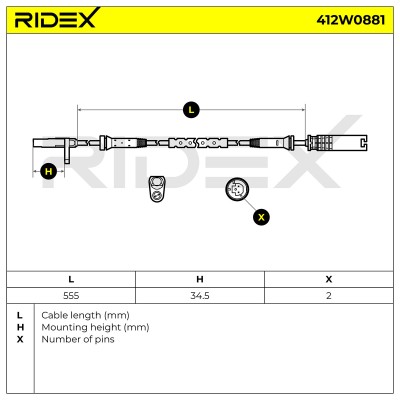 Czujnik ABS RIDEX 412W0881 412W0881 - foto 6