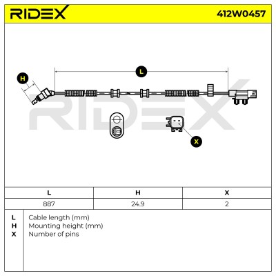 Czujnik ABS RIDEX 412W0457 412W0457 - foto 6