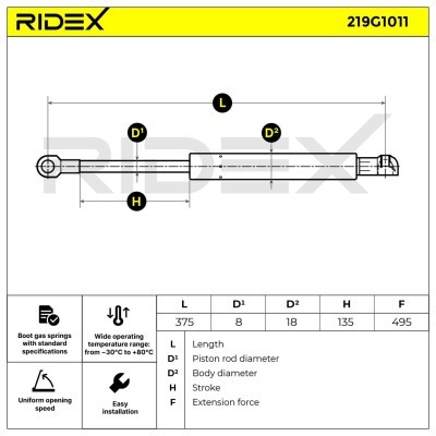 Amortyzator Pokrywy Bagażnika RIDEX 219G1011 219G1011 - foto 7