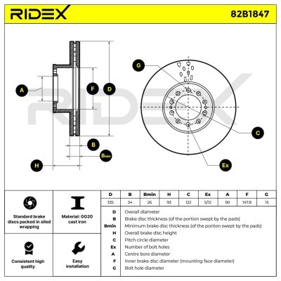 Tarcza hamulcowa RIDEX 82B1847 82B1847 - foto 6
