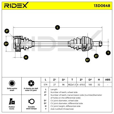 Półoś Napędowa RIDEX 13D0648 13D0648 - foto 6