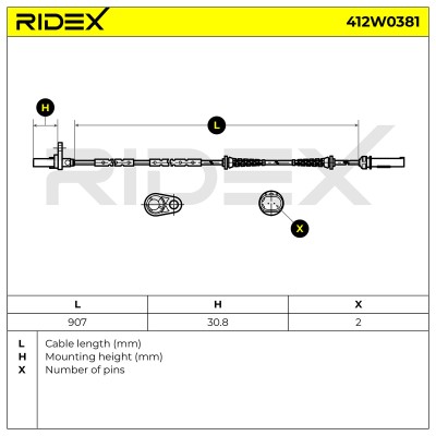 Czujnik ABS RIDEX 412W0381 412W0381 - foto 7