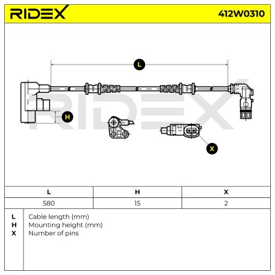 Czujnik ABS RIDEX 412W0310 412W0310 - foto 6