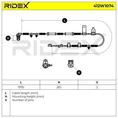 Czujnik ABS RIDEX 412W1074 412W1074 - foto 6